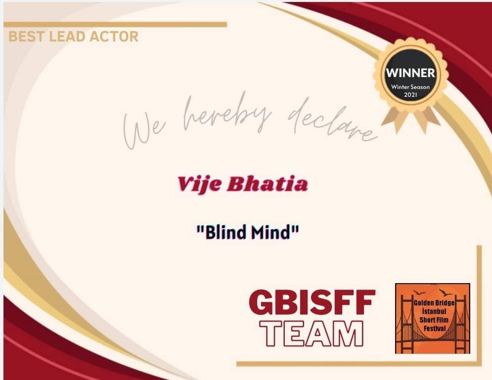 Vije Bhatia Best actor Award at Istanbul Film Festival